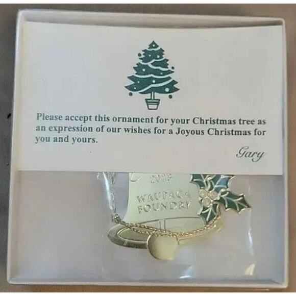 Gold Ornament with Green Accents Waupaca Foundry 2013 Employee Gratitude Gift - Picture 3 of 3